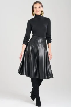 Vegan Luxe Lambskin A-line Pleated Skirt