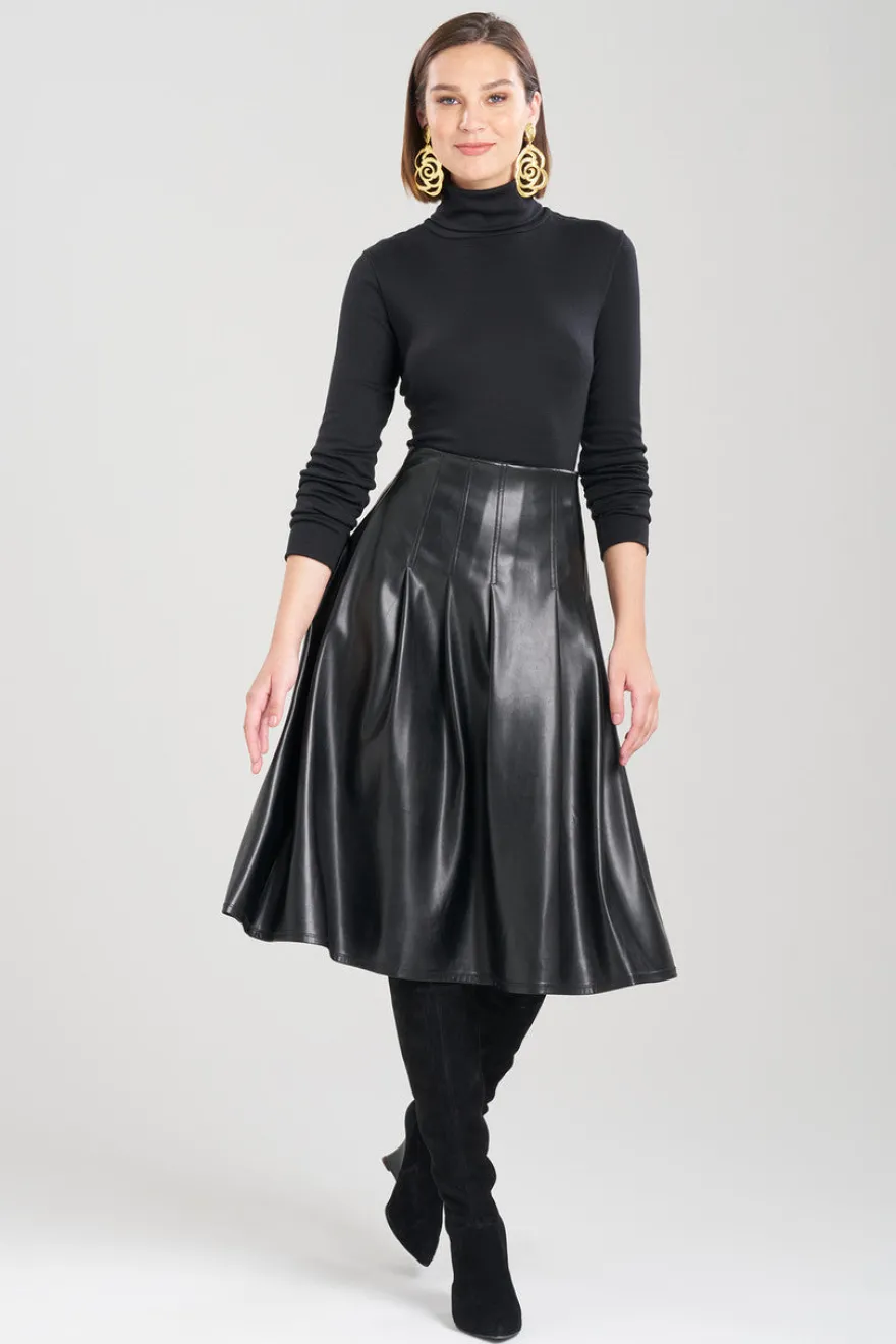Vegan Luxe Lambskin A-line Pleated Skirt
