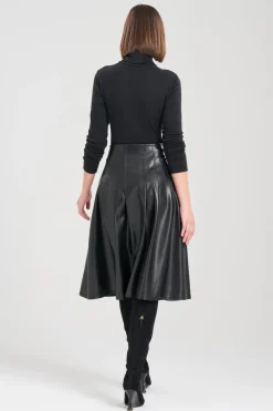 Vegan Luxe Lambskin A-line Pleated Skirt