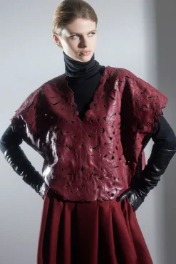 Vegan Luxe Lambskin Cut Out Top
