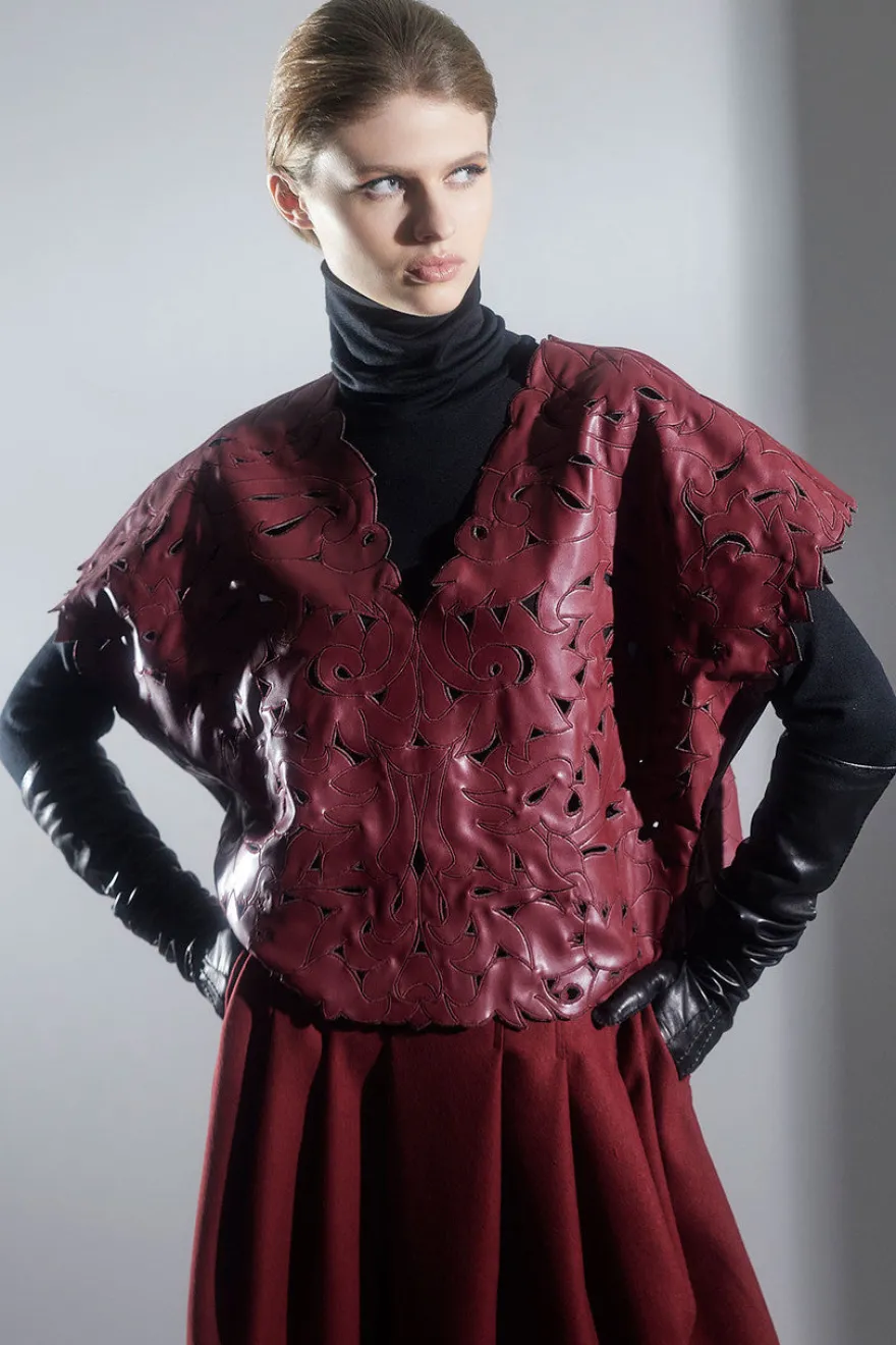 Vegan Luxe Lambskin Cut Out Top