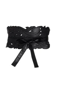 Vegan Luxe Lambskin Cut Out Obi Belt