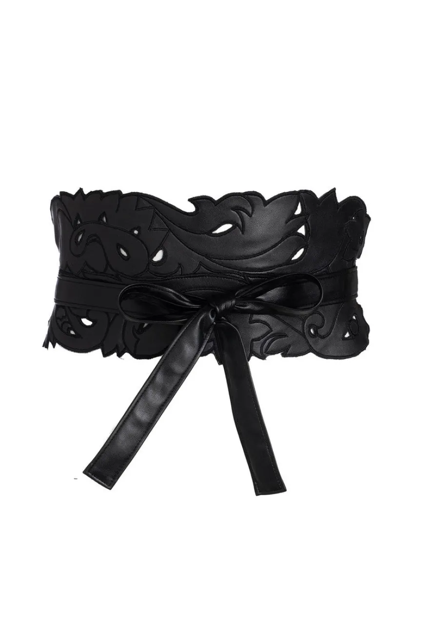 Vegan Luxe Lambskin Cut Out Obi Belt