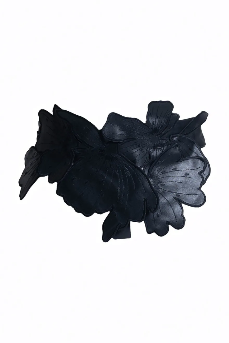Vegan Luxe Lambskin Embroidered 3D Obi Belt