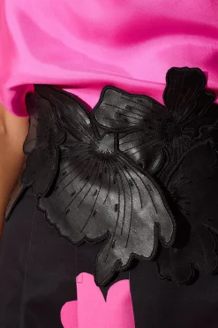 Vegan Luxe Lambskin Embroidered 3D Obi Belt