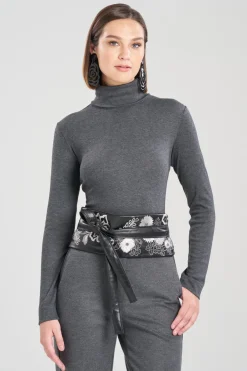 Vegan Luxe Lambskin Embroidered Obi Belt