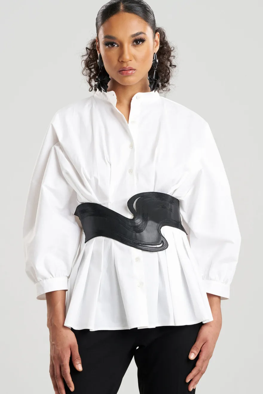 Vegan Luxe Lambskin Stitched Obi Belt