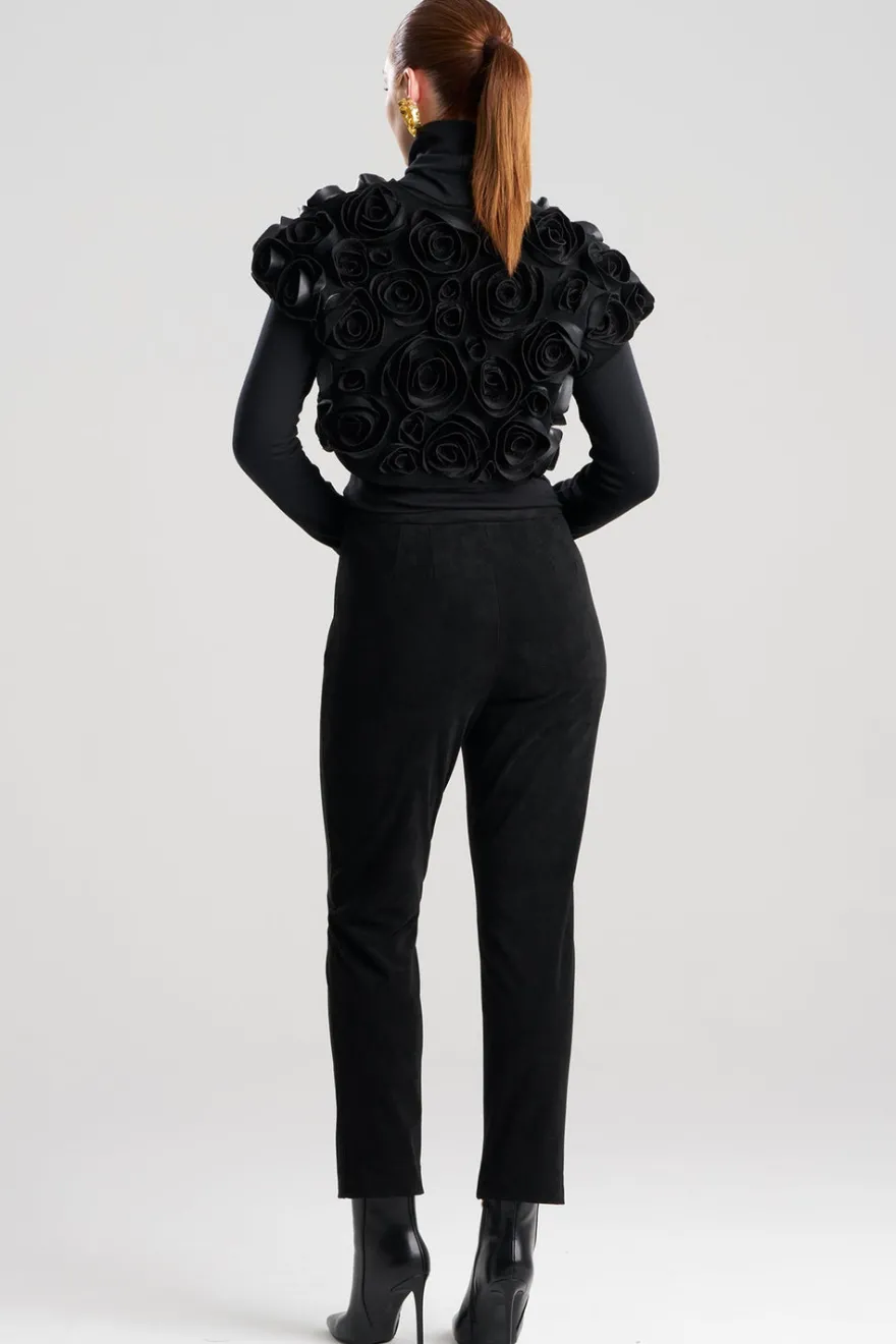 Vegan Luxe Suede 3D Floral Embroidered Vest