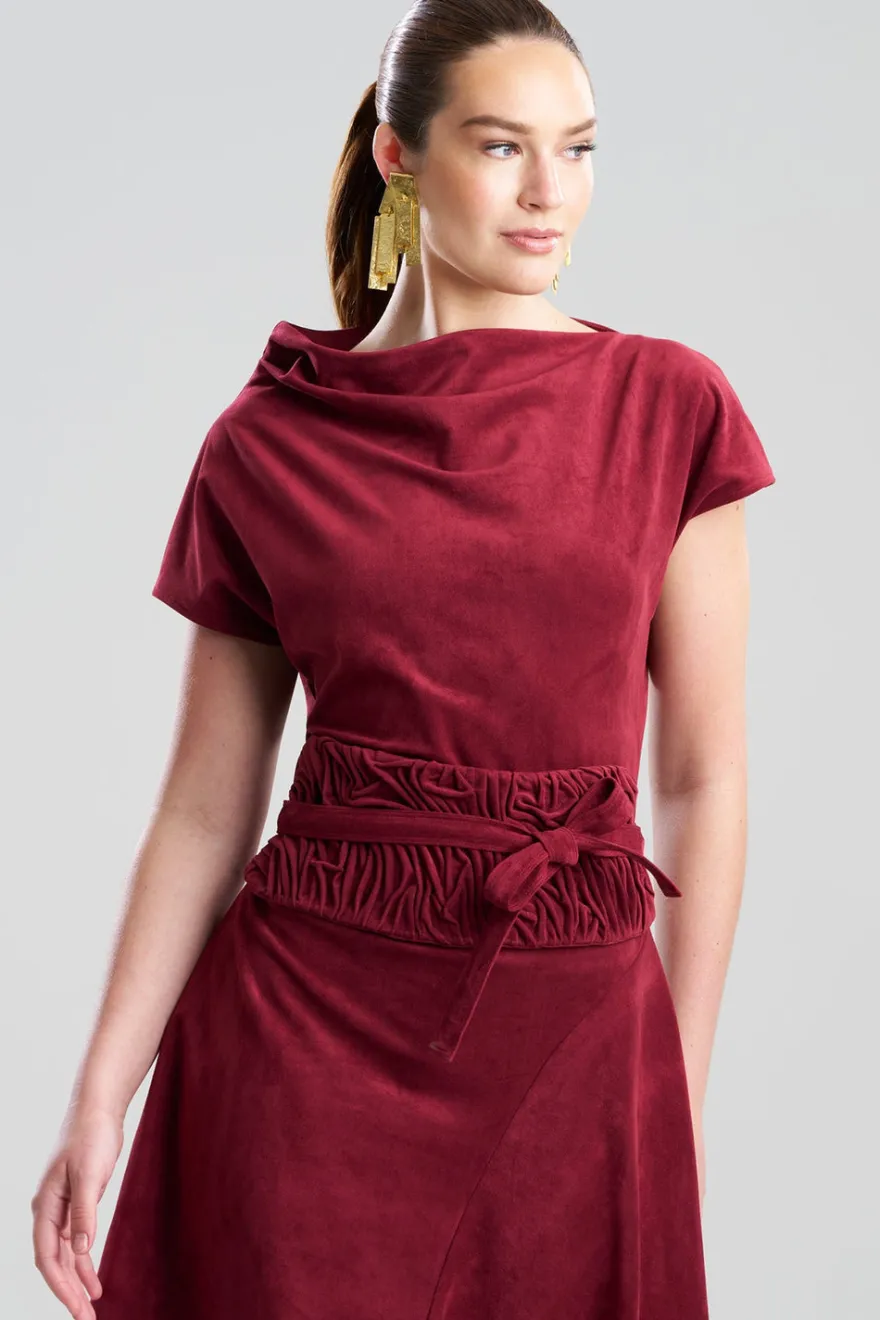 Vegan Luxe Suede Texture Embroidered Obi Belt