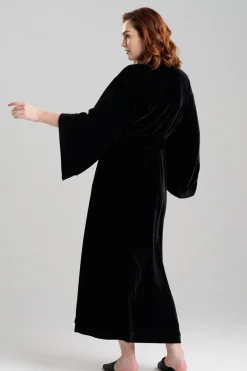 Velvet Embroidered Shawl Collar Robe