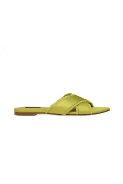 Wayu Satin Fringe Cross Slide Sandals