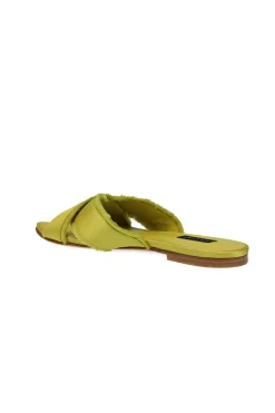 Wayu Satin Fringe Cross Slide Sandals