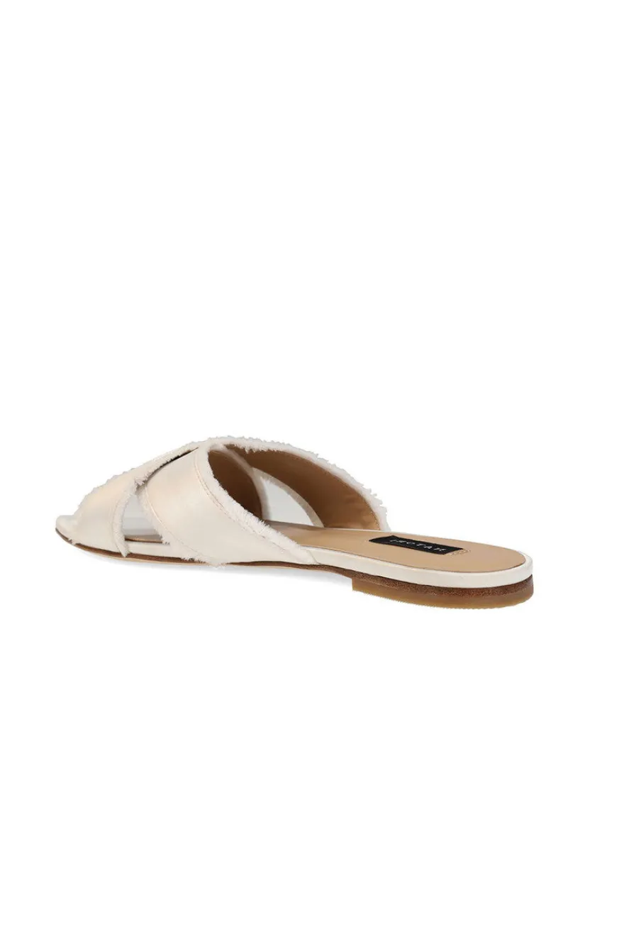 Wayu Satin Fringe Cross Slide Sandals