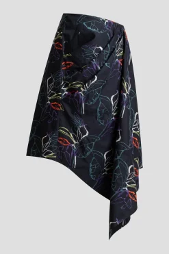 Yoru Embroidered Cotton Poplin Origami Asymmetric Skirt