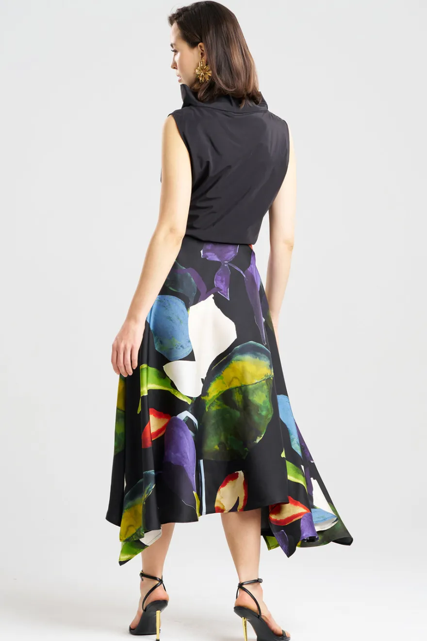 Yoru Silk Twill Origami Maxi Skirt