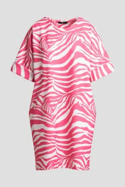 Zebra Knit Crepe T-Shirt Dress