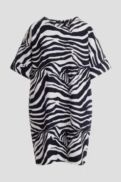 Zebra Knit Crepe T-Shirt Dress