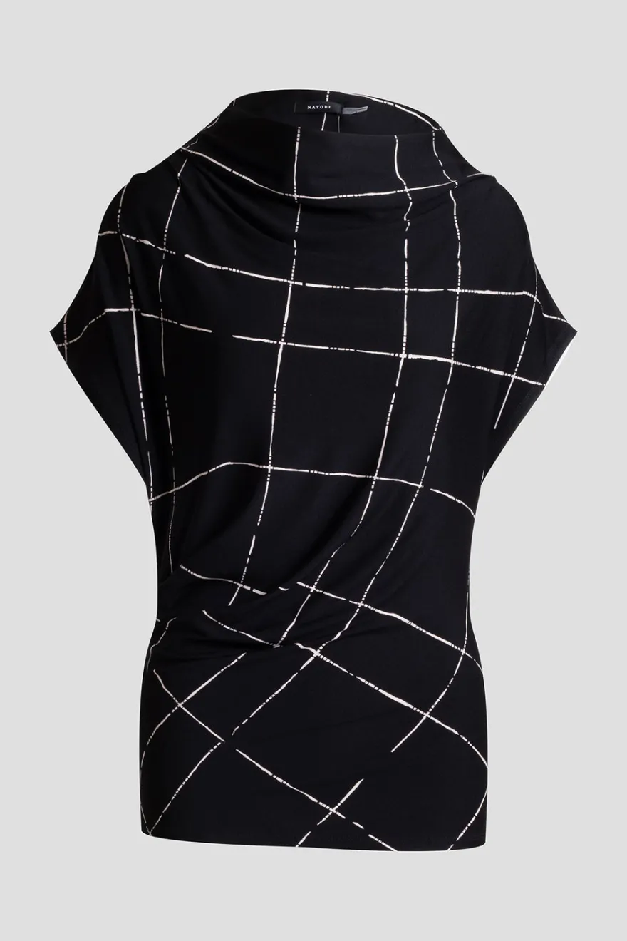 Zia Crepe Knit Asymmetric Drape Top